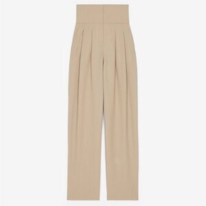 IRO Beige Wide Leg High Rise Pleated Pants